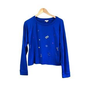 Juicy Couture Raw Edge Crop Sweater Blue Extra Large (XL)
